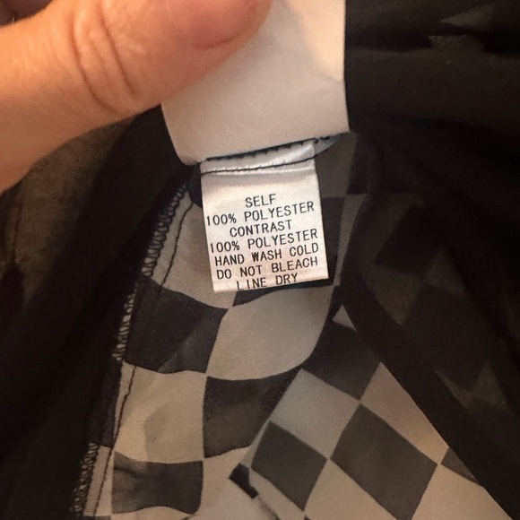 Title: Icône Sheer Checkered Blouse with Back Cutout – Size M - Picture 3 of 3